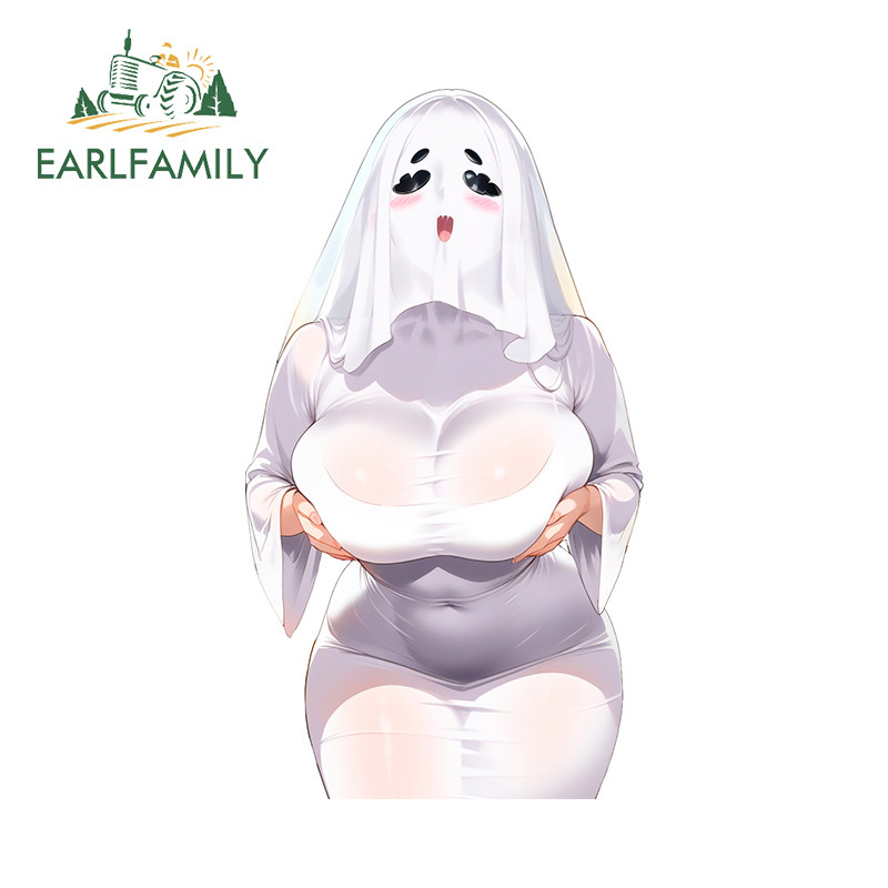 Earlfamily Ghost สาวครึ่งรถสติกเกอร์ไฟฟ้า-จักรยานกระจกสเก็ตบอร์ด Decal บุคลิกภาพกันน้ํา Occlusion Scratch ประตูรถ Protector