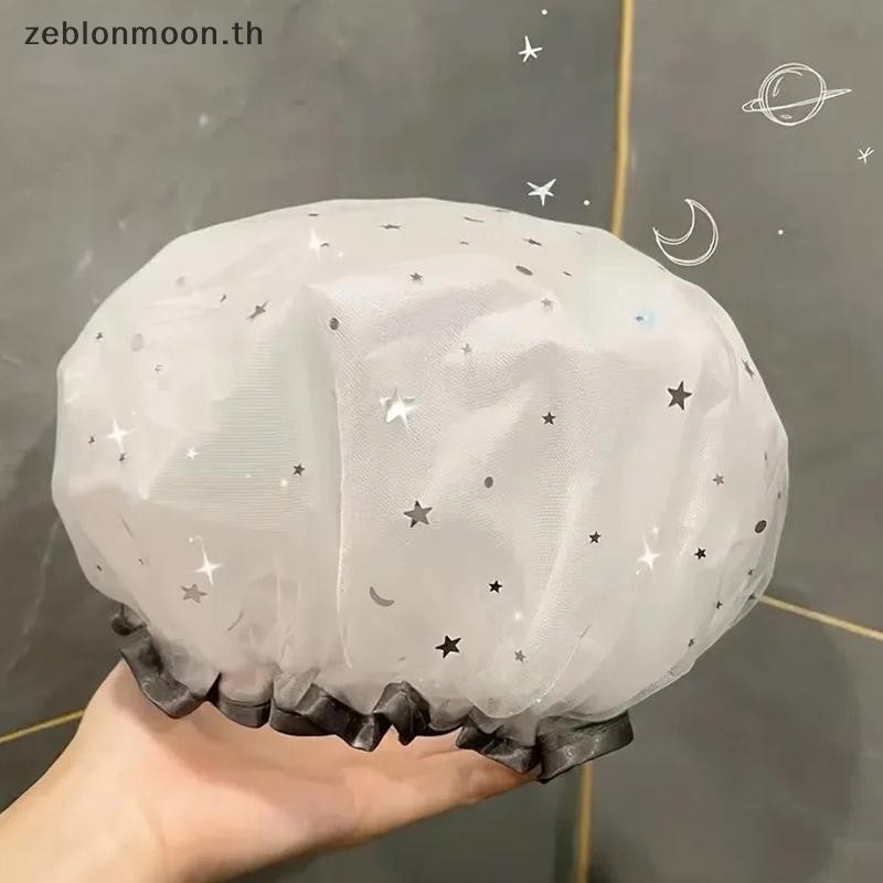 [HM] หมวกอาบน้ําสองชั้นกันน้ํา Starry Sky Design แฟชั่นหมวกอาบน้ําแบบใช้ซ้ําได้ห้องครัวหมวกอนามัยกันน้ํามัน {th}