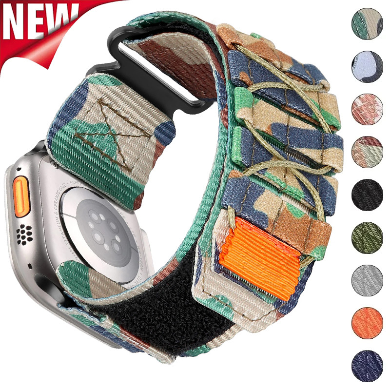 กีฬาสายรัดไนลอนเข้ากันได้สําหรับ แอปเปิล ดู พิเศษ 3 2 1 49 มม. 46 มม. 44 มม. 41 มม. 45 มม. 38 มม. 40 มม. 42 มม. ชุด11 10 9 8 7 6 กับ 5 4