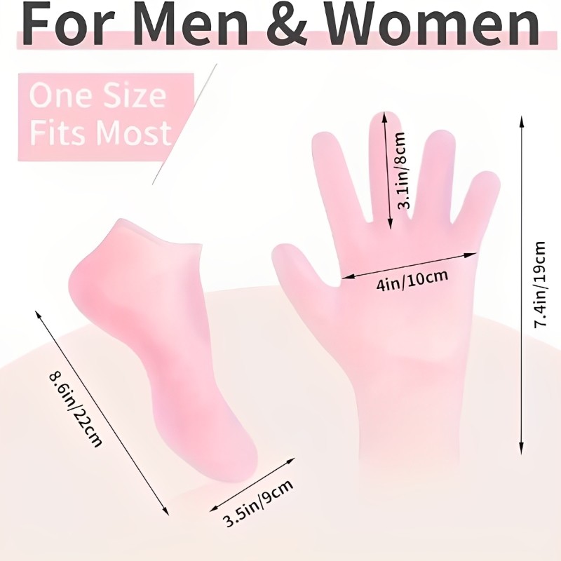 ซิลิโคนถุงเท้าถุงมือชุดสําหรับส้นเท้าแตกแห้งและผิวหยาบนุ่มเท้าและการดูแลมือความงามส่วนบุคคลและเล็บอุปกรณ์ดูแล - รูปที่ 4