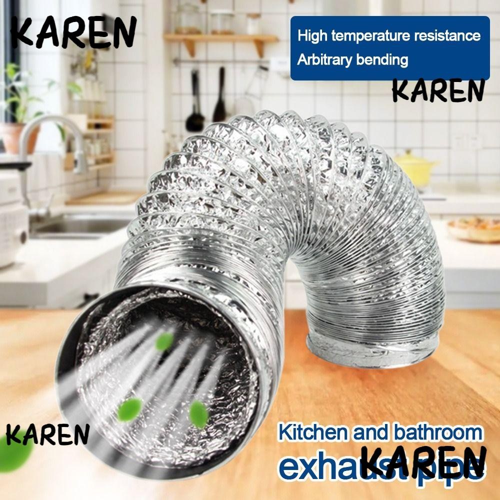 ท่อระบายอากาศ KAREN, ท่อระบายอากาศหุ้มฉนวน 80-180 มม., ทนทานยืดหยุ่น Scalable อลูมิเนียมฟอยล์ท่อไอเสียห้องน้ําห้องครัวระบบ Vent