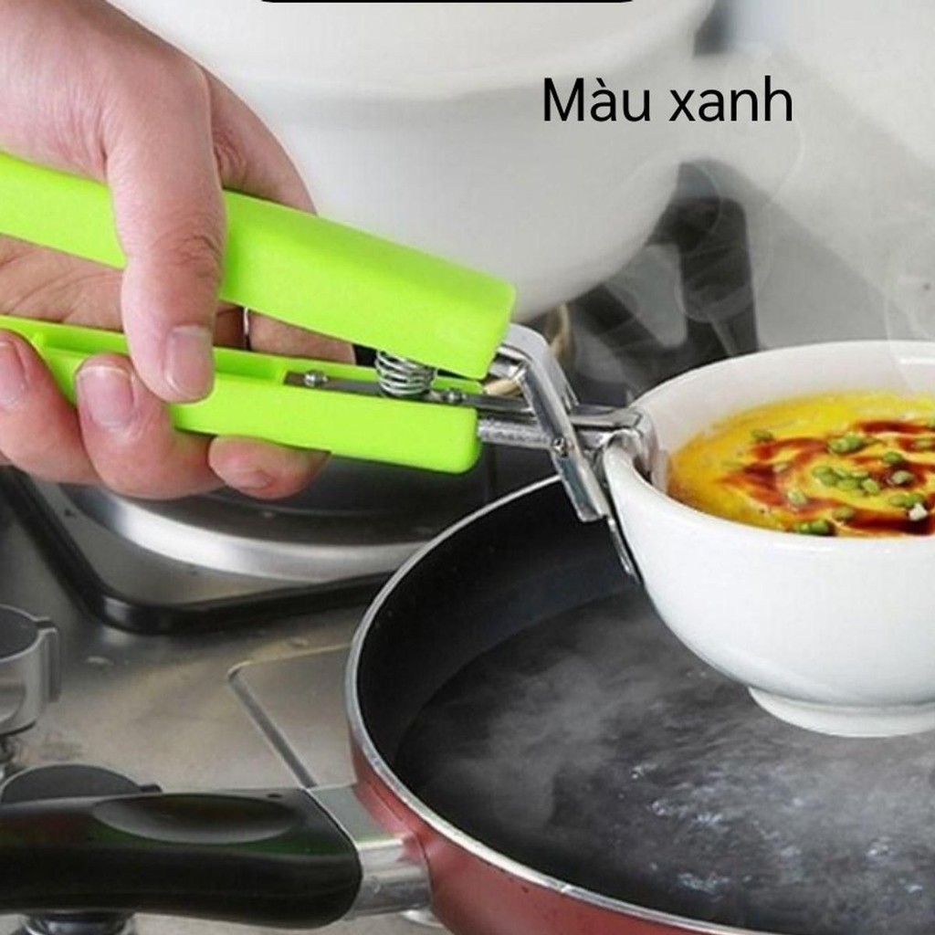 COMBO 04 ชิ้นแหนบจานร้อนพร้อมที่จับพลาสติกทนความร้อน (สีเขียว) M25