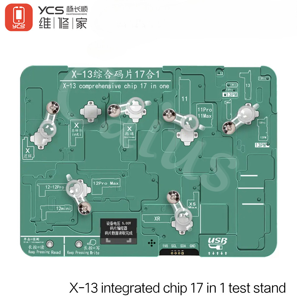 Ycs 17in1 EEPROM ชิปทดสอบขาตั้ง Disassembly-free อ่านเขียน Baseband ชิป Logic Programmer สําหรับ iPh