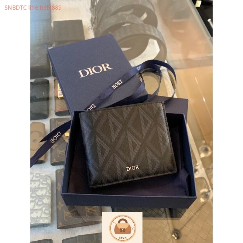 DIOR Dior CD Diamond series diamond canvas wallet men's black