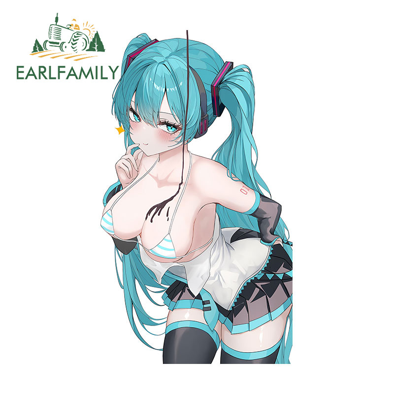 Earlfamily Hatsune Miku อะนิเมะรถสติกเกอร์กันน้ํา Scratch-Proof JDM Decals เหมาะสําหรับรถจักรยานยนต์กระดานโต้คลื่นแล็ปท็อปกระเป๋าเดินทางขวดน้ํา