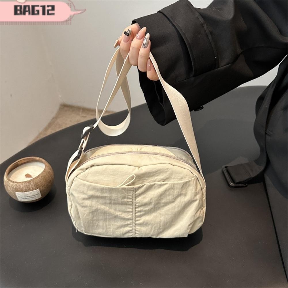 Bag12 กระเป๋าทรงสี่เหลี่ยม, กระเป๋าสะพายข้างสลิงแห้งเร็วสีทึบ, ของขวัญกระเป๋าสะพายไหล่ความจุขนาดใหญ่ลําลองสไตล์ญี่ปุ่น