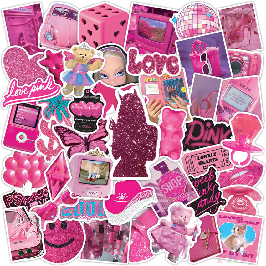 ❉ Pink Art Series 01 Stickers ❉ 50Pcs/Set DIY Fashion Waterproof Doodle Decals Stickers
