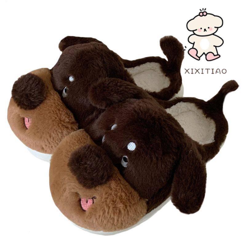 Xixtiao รองเท้าแตะผ้าฝ้ายสุนัขน่ารักชายหญิงสบาย Soft Sole Casual สนุกการ์ตูนบ้านห้องนอน Fun Furry