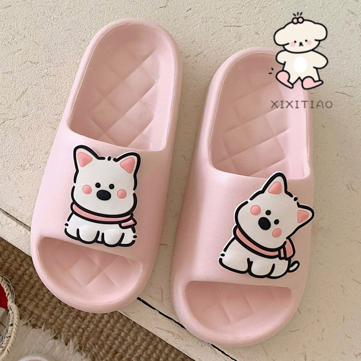 ฉี่ ฤดูร้อนบ้านน่ารักน่ารักลูกสุนัขรองเท้าแตะผู้ชายผู้หญิงสบายห้องน้ํารองเท้าแตะรองเท้าแตะ