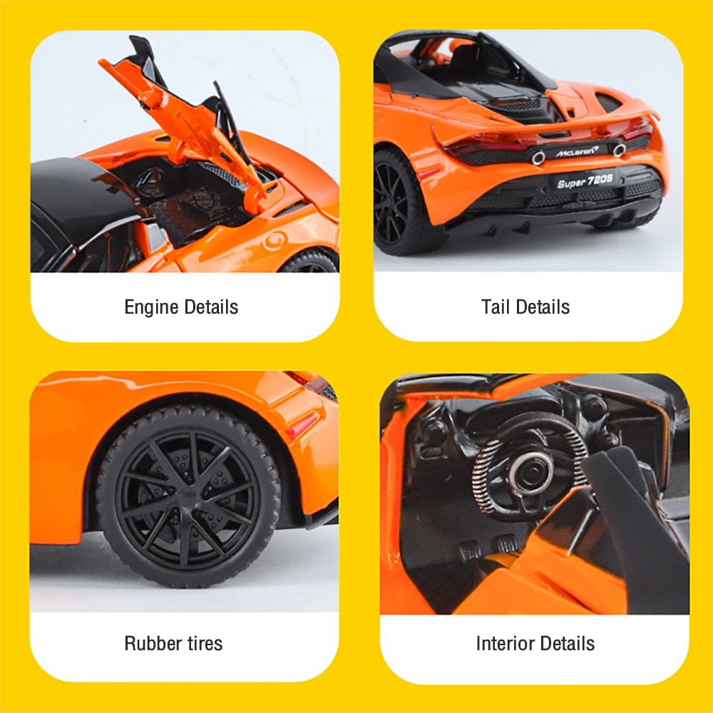Klt 1:32 McLaren 720S Supercar โมเดลรถเหล็กรถโลหะผสมของเล่นของขวัญสําหรับเด็กเด็กผู้หญิง