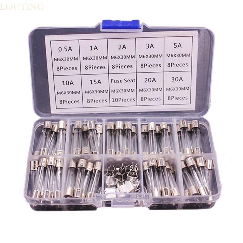 72pcs Fast Blow Glass Tube Fuses 6x30mm 250V 0.5A/1/2A/3A/5A/10A/15A/20A/30A