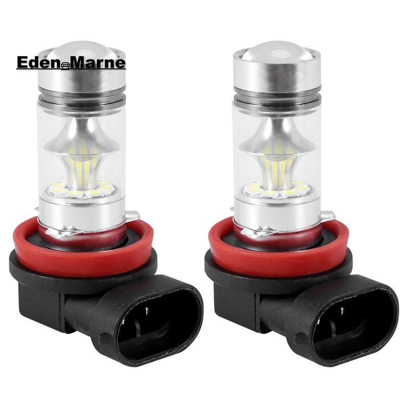 [Eden_Marner]2X H8 H11 H16 6000K สีขาว 100W ไฟตัดหมอก LED กําลังสูงหลอดไฟขับรถ DRL