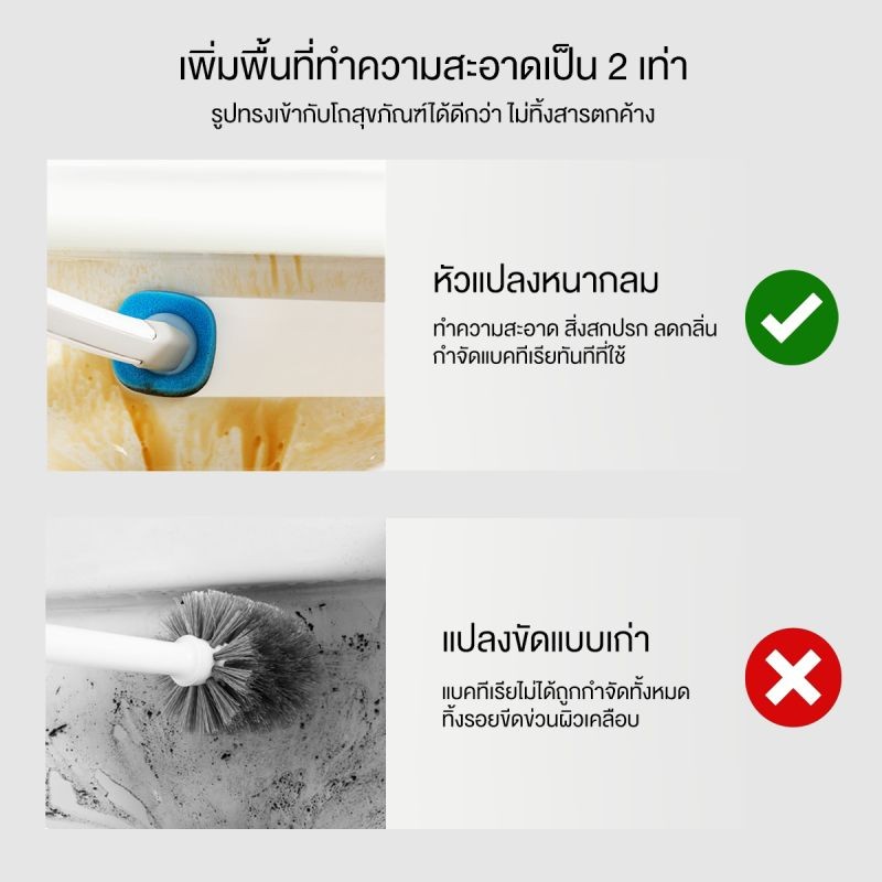 ส่งสินค้าทุกวัน แปรงขัดห้องน้ำ ใช้แล้วทิ้ง พร้อมแผ่นน้ำยาในตัว ขจัดสิ่งปนเปื้อน ดับกลิ่น ราคา ถูกที่สุด ดีลบีเคเค แกลเลอรีภาพที่ 9