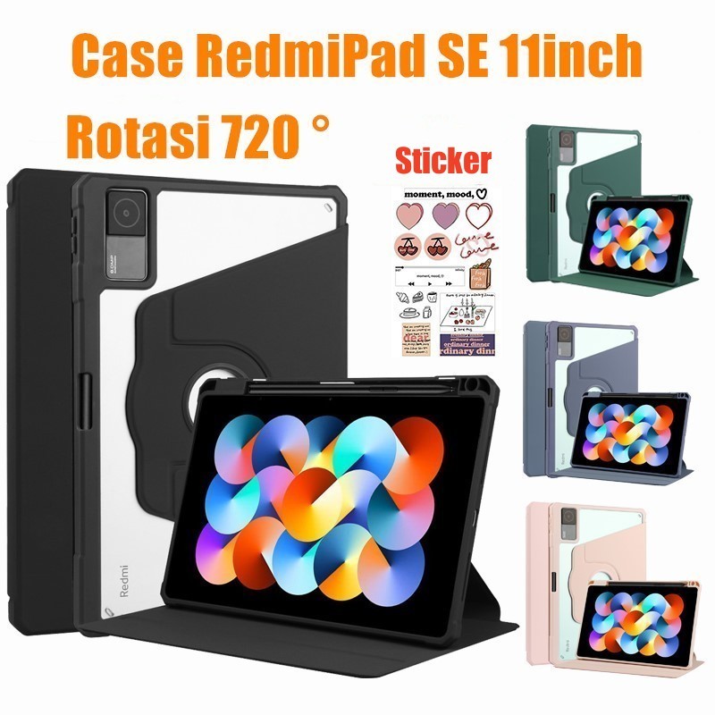 เคส Redmi Pad SE 11 นิ้ว 720° หมุนพร้อมช่องเสียบปากกา Redmi Pad SE Case Magnetik ที่วางแท็บเล็ตป้องก