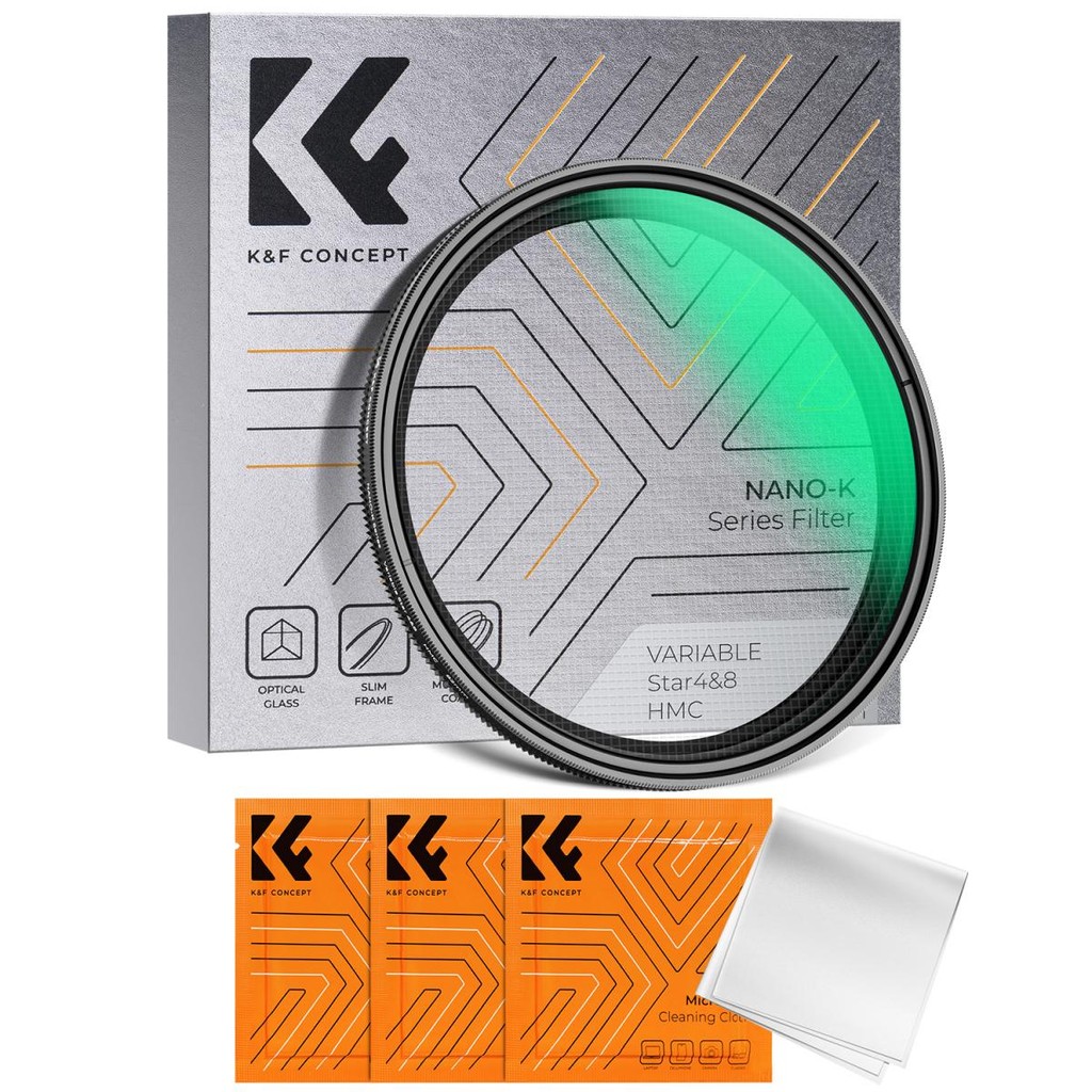 K&f Concept Nano-K Star Filter 4-8 Points Variable Starburst Filter Cross Screen พร้อมผ้า 3 ชิ้น