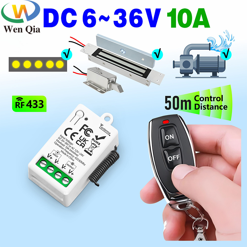 12V 433Mhz รีโมทคอนโทรลไร้สายสวิทช์ 1CH RF 10A รีเลย์ 2CH เครื่องส่งสัญญาณสําหรับประตูแม่เหล็กไฟฟ้า