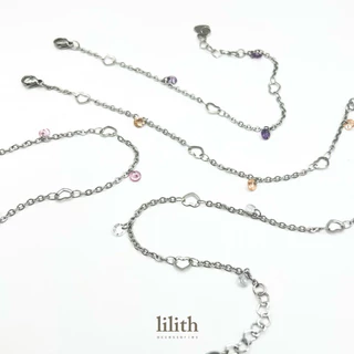 Lilith - tiny heart crystal beads bracelet สร้อยข้อมือ สแตนเลส มินิมอล หัวใจ สีทอง สีเงิน
