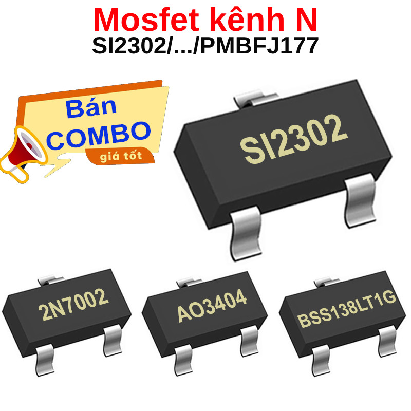 N-channel Mosfet SI2302, SI2306, LN2302LT1G, 2N7002, AO3400A,...พิน SOT-23