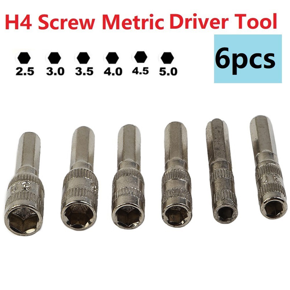 [cutebaby888] 6 In 1 6 Points Hex Shank Socket 2.5/3/3.5/4/4.5/5mm H4 Nut Driver Hand Tool