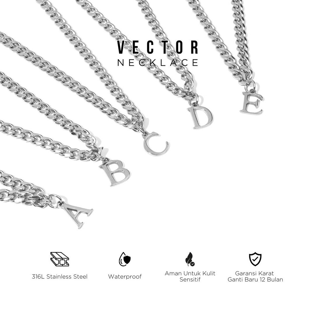 PROJECT NINETYSEVEN - สร้อยคอ VECTOR - สร้อยคอตัวอักษรป้องกันสนิม หรูหรา หรูหรา หรูหรา สําหรับผู้ชาย