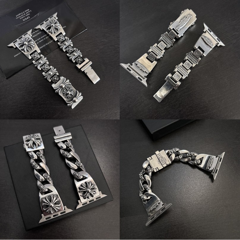 CH♥  สายนาฬิกา/ 925 ดอกไม้ข้ามสีเงินสองประเภทเหมาะสําหรับ iWatch