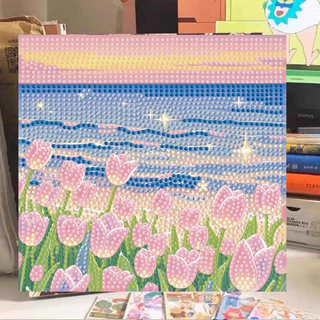 【มีเฟรม】ภาพครอสติสคริสตัล ดอกไม้ Diamond Painting DIY ภาพวาดเพชร ภาพวาดเพชร/ภาพปักเพชร/ภาพวาดปักเพชร ภาพติดเพชรพร้