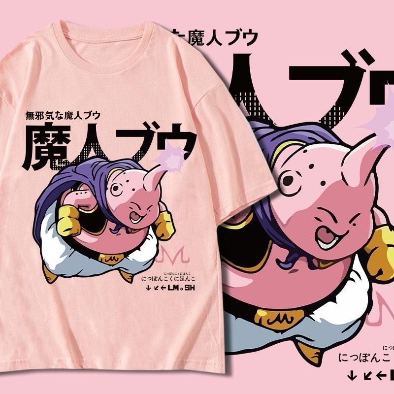 【เสื้อยืดแฟชั่น】Dragon Ball Z Majin Buu อะนิเมะแขนสั้นเสื้อยืดผู้ชาย Dragon Ball S-5XL เสื้อยืดคอตตอ