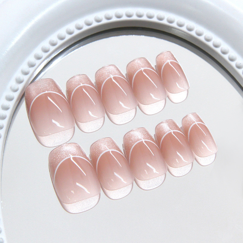 10pcs Cat Eyes Handmade กดบนเล็บเงาเล็บปลอมสติกเกอร์เยลลี่ FM168