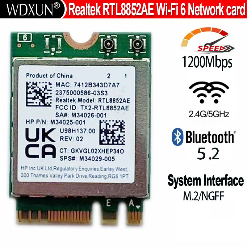 Realtek RTL8852AE RTL8852 AW-XB473NF WIFI 6 MU-MIMO การ์ดเครือข่าย 2.4G 5g 802.11AC/AX ไร้สาย WiFi โ