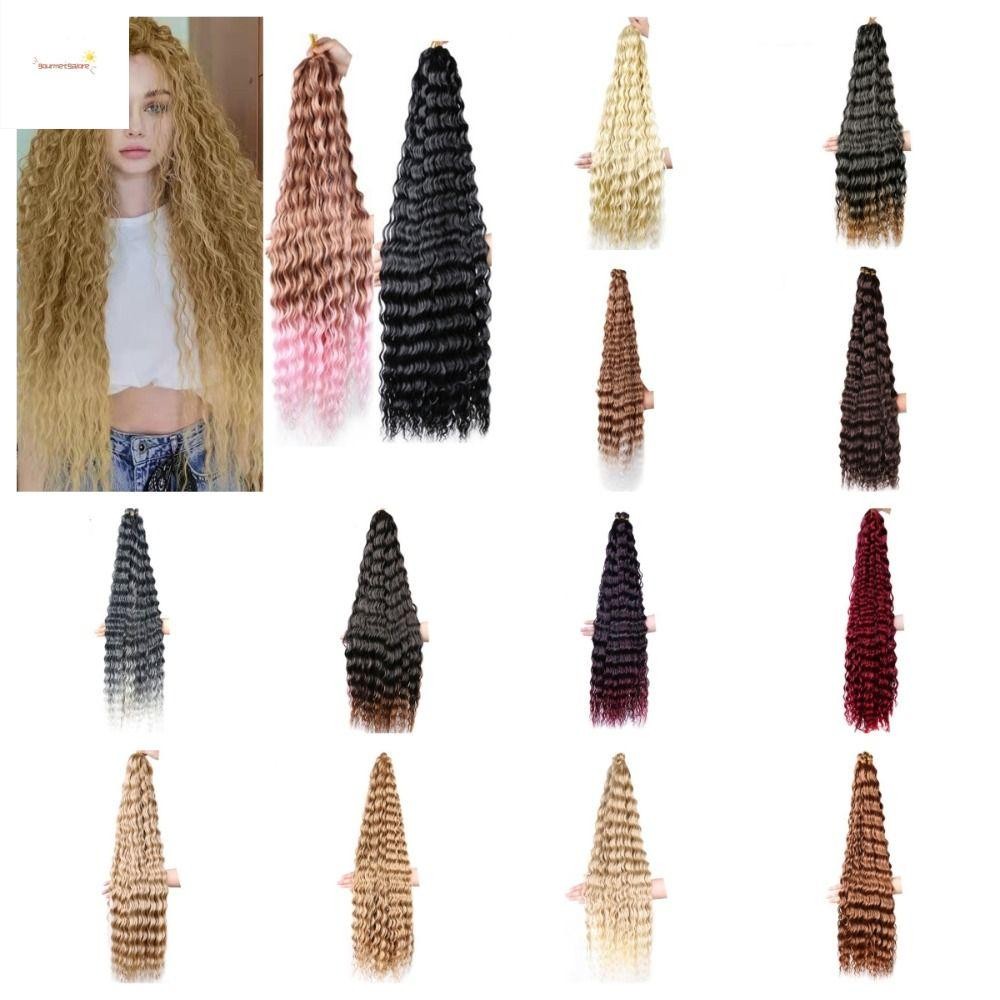 Gourmetgalore Deep Twist ถักผม, Ombre Freetress สังเคราะห์โครเชต์ผม, 30 นิ้วคลื่นน้ําธรรมชาติยาวโครเชต์ Braiding Hair Extensions แอฟริกัน
