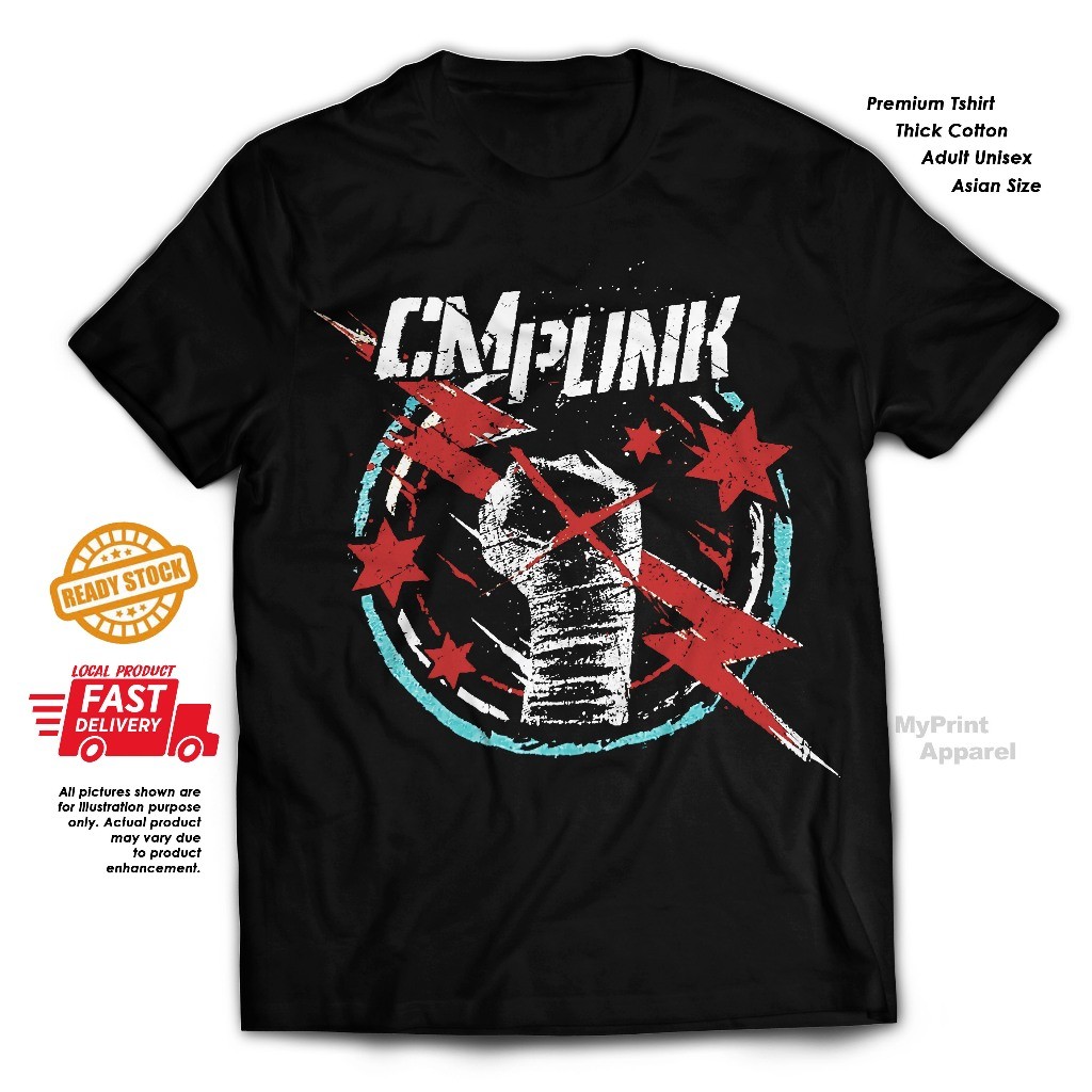 Cm PUNK เสื้อยืดผ้าฝ้ายมวยปล้ํา wwe