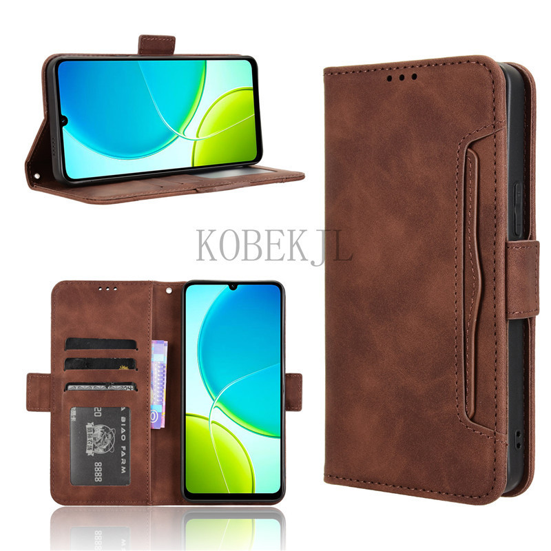 VIVO Y04 Y29S Y39 Flip Case PU Leather Multi-Card Slot Wallet Holder Stand Phone Casing