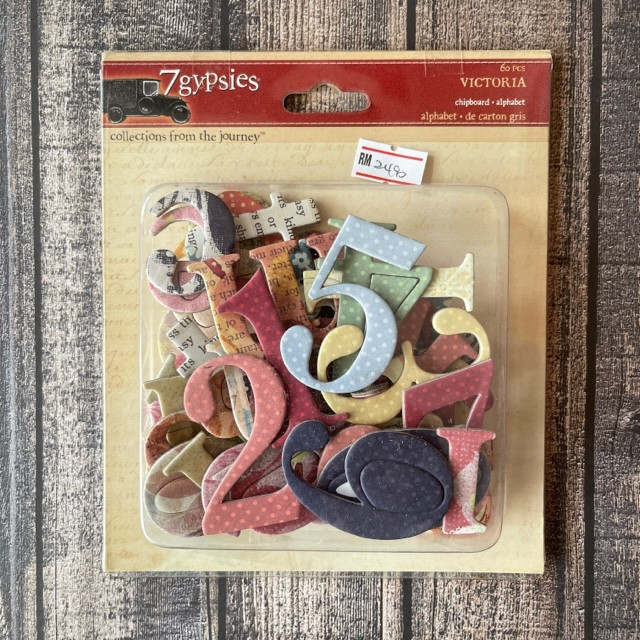 7Gypsies Chipboard ตัวอักษรและตัวเลข Victoria