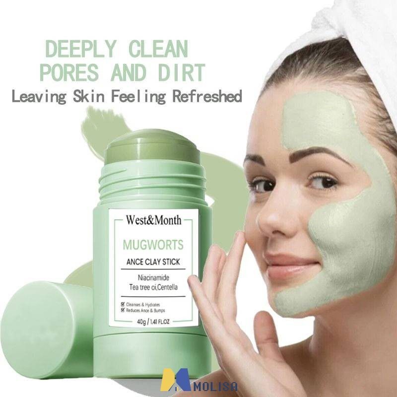Mugwort Clay Facial Mask Stick Green Skin Care Face Mask Black Head Deep Pore Cleaning 40g
