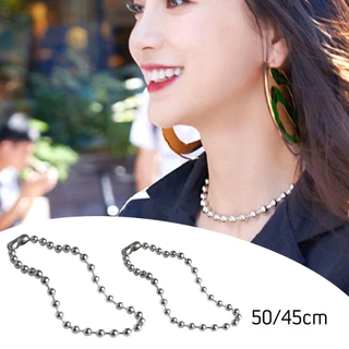 ร้านคนไทย！ สร้อยคอโซ่ลูกปัด 6มม.ความยาว50ซม.โซ่สร้อยคอ สไตล์ฮิปฮอป สําหรับผู้ชาย และผู้หญิง