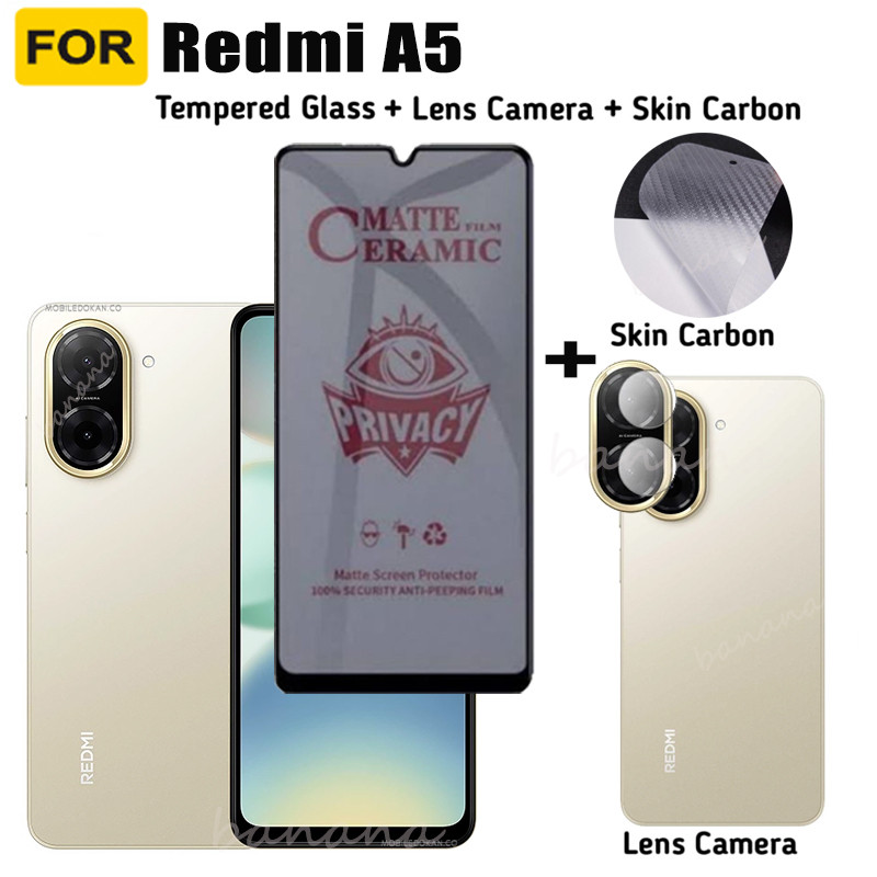 สําหรับ Redmi A5 ความเป็นส่วนตัวกระจกนิรภัย Redmi A4 Redmi A3 ป้องกันหน้าจอ + กระจกเลนส์กล้อง + ฟิล์