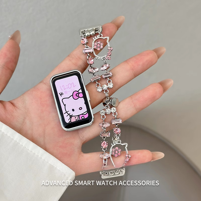 เกาหลีเพชรสําหรับ Huawei Band 10/9/9 NFC สายคล้องอุปกรณ์เสริมเปลี่ยนสร้อยข้อมือกีฬาสําหรับ Huawei Bands 8/8NFC