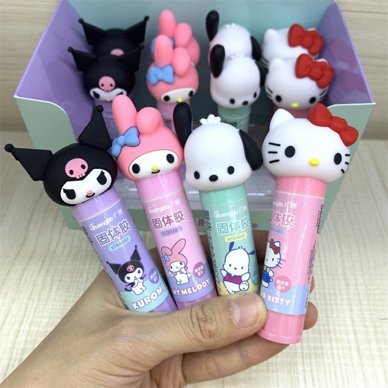 กาวแท่ง ลายการ์ตูน Sanrio My Melody Kuromi แบบพกพา สําหรับนักเรียน
