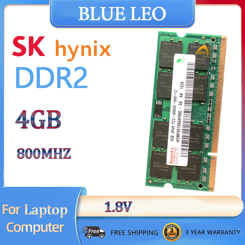[พร้อมส่ง] หน่วยความจําแล็ปท็อป Hynix 4GB DDR2 800Mhz 2Rx8 PC2-6400S 1.8V SODIMM RAM CL6