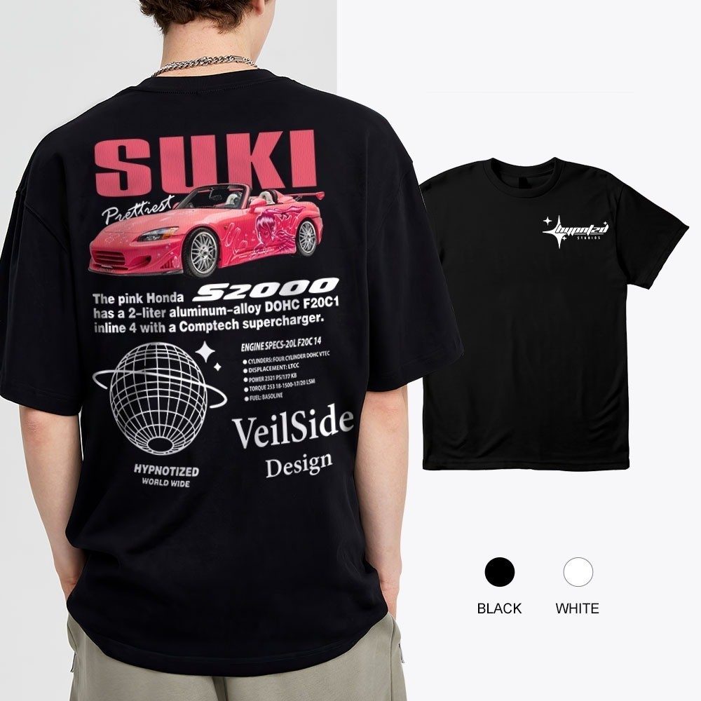 Fashion [เสื้อยืด]Sports car series clothing Suki Honda S2000 fashionable car print T-shirt pure cot