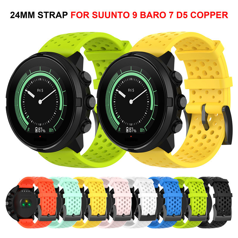 สายนาฬิกาข้อมือซิลิโคน 24 มม. สําหรับ SUUNTO 7 9 Baro Smart Watch spartan sport wrist hr Fossil Q Hybrid correa