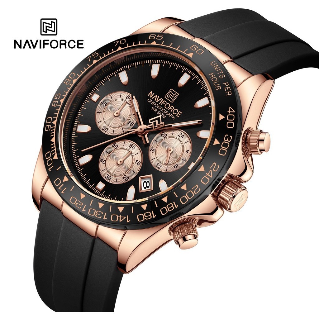 นาวีฟอร์ซ NF8054 กีฬา โครโนกราฟ นาฬิกาข้อมือแบรนด์ชั้นนําหรูหราทหารผู้ชายนาฬิกาซิลิโคนควอตซ์กันน้ําเดิมชายนาฬิกา