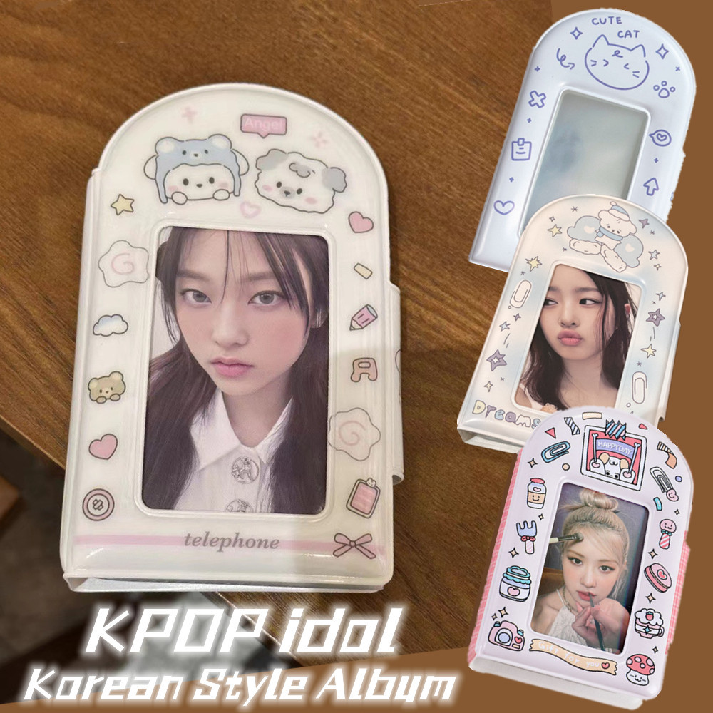 อัลบั้มรูปภาพ รูปลูกสุนัขน่ารัก 32 ช่อง พร้อมหัวเข็มขัด 3 นิ้ว สไตล์เกาหลี สําหรับเก็บสะสมการ์ดโลโม่ โฟโต้การ์ด