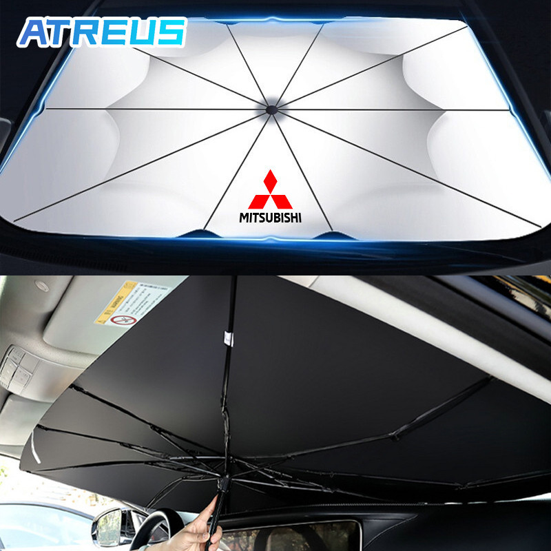Mitsubishi ร่มกันแดดในรถ กันUV ป้องกันแสงแดด สะท้อนแสงแดด ร่มบังแดด ร่มบังแดดหน้ารถ ที่บังแดดในรถยนต์ สำหรับ Mitsubishi Xpander Cross Triton Grandis Attrage Mirage Outlander Pajero Sport ASX