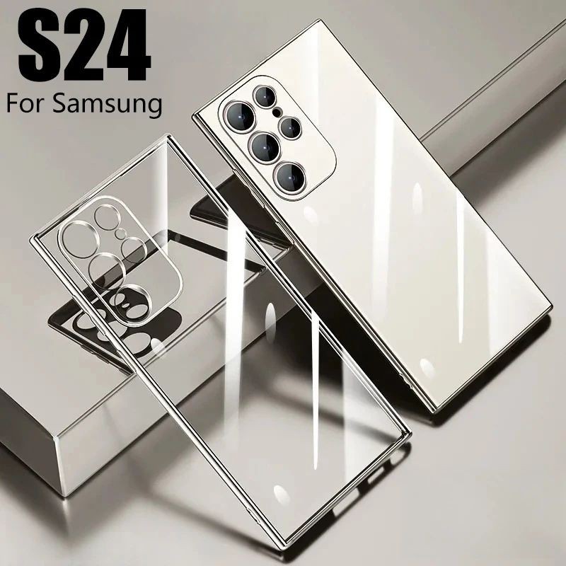 เคสโทรศัพท์มือถือแบบนิ่ม TPU ใส บางมาก กันกระแทก สีเหลือง สําหรับ SamSung S24 S23 S22 S21 S20 S1FE Plus Ultra Note 20 10 Lite Ultra Plus