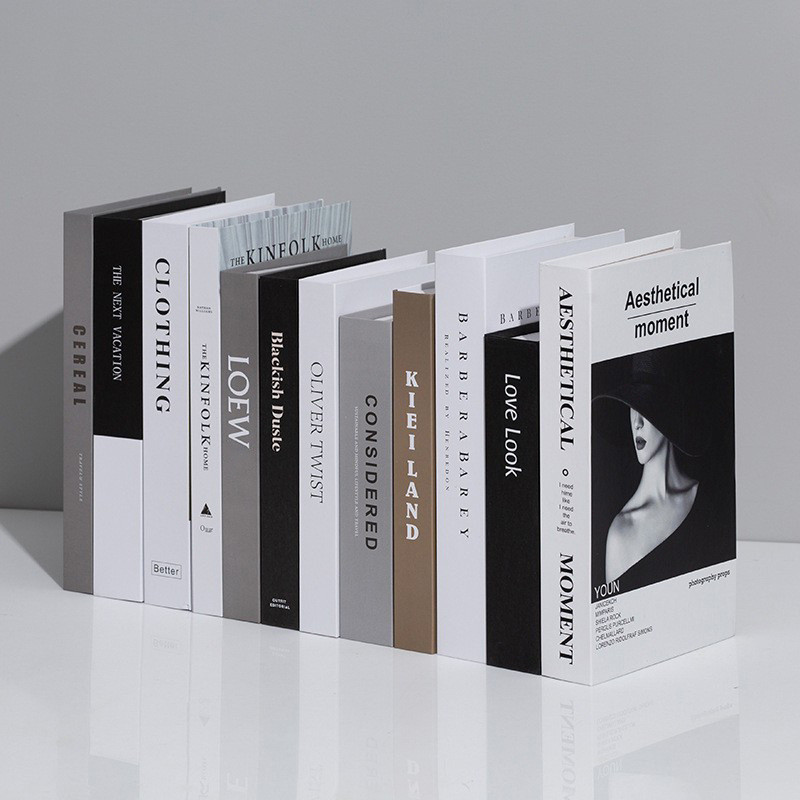 กล่องเก็บหนังสือปลอม แบบพับได้ สไตล์มินิมอล สําหรับตกแต่งบ้าน พร็อพถ่ายรูป