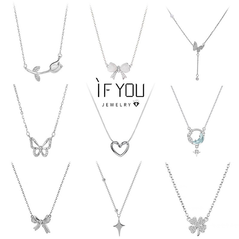 Ifyou สร้อยคอโชคเกอร์ จี้รูปผีเสื้อ ดอกทิวลิป ประดับมุก คริสตัล เพทาย สีทอง สีเงิน เครื่องประดับ สําหรับผู้หญิง