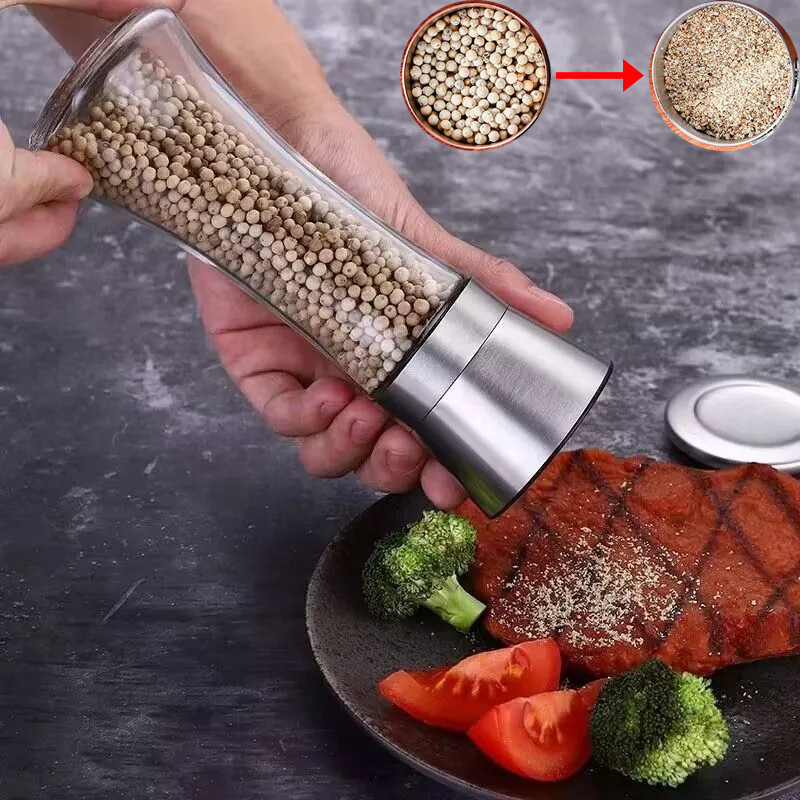 พริกไทย ที่บดเครื่องเทศ ขวดบดพริกไท (หัวสแตนเลส) ที่บดพริกไทย กระปุกใส่เครื่องปรุง ขวดพริกไทบด