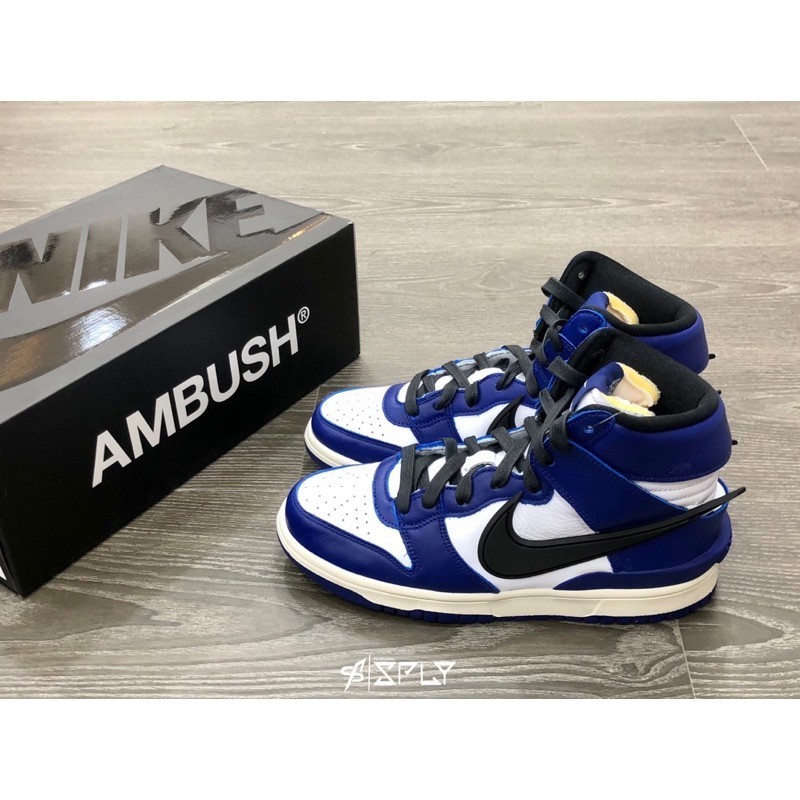 Ambush x Nike Dunk High Royal Blue White Blue CU7544-400 รองเท้าผ้าใบลําลอง คุณภาพสูง