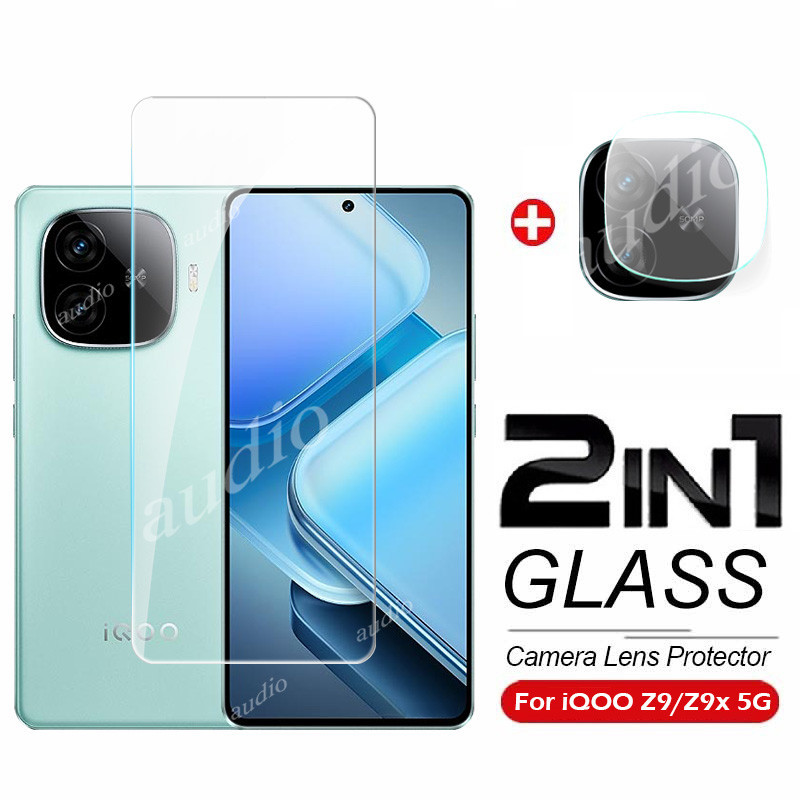 2in1 ฟิล์มกระจกนิรภัยกันรอยหน้าจอ พร้อมตัวป้องกันเลนส์กล้อง สําหรับ IQOO z9 z9X 5G 2024 IQOO z9 z9X 